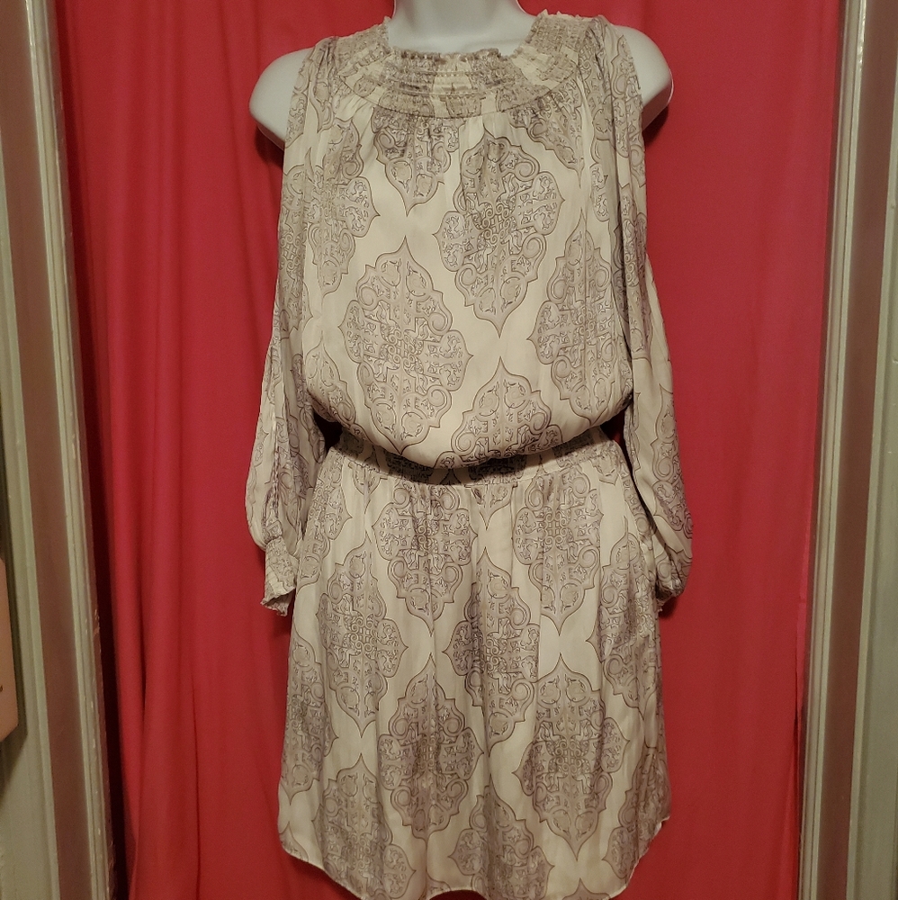 #777 White House Black Market stone color dress
